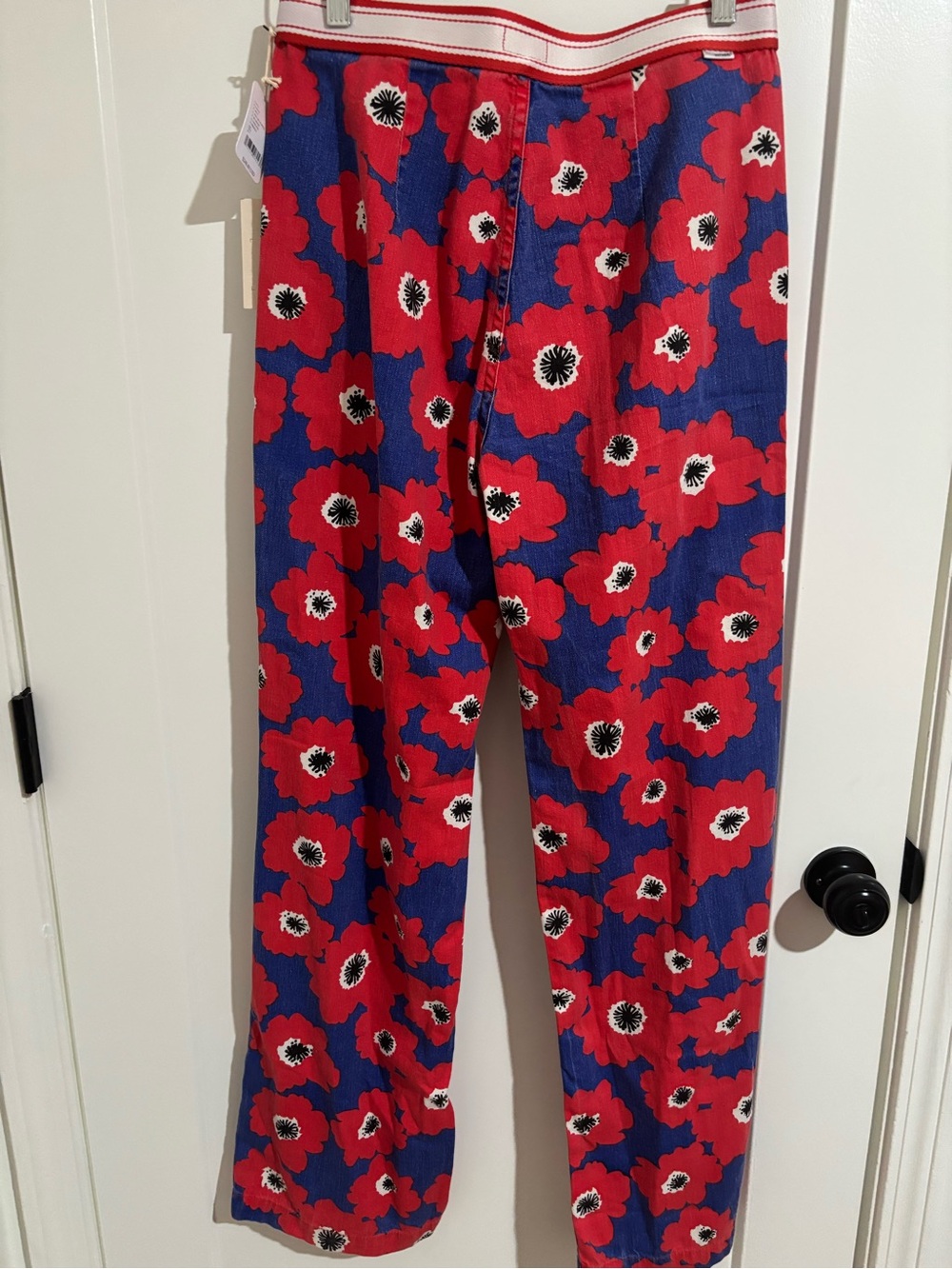 MOTHER Blue and Red Floral Straight Leg Pants - Picture 3 of 12